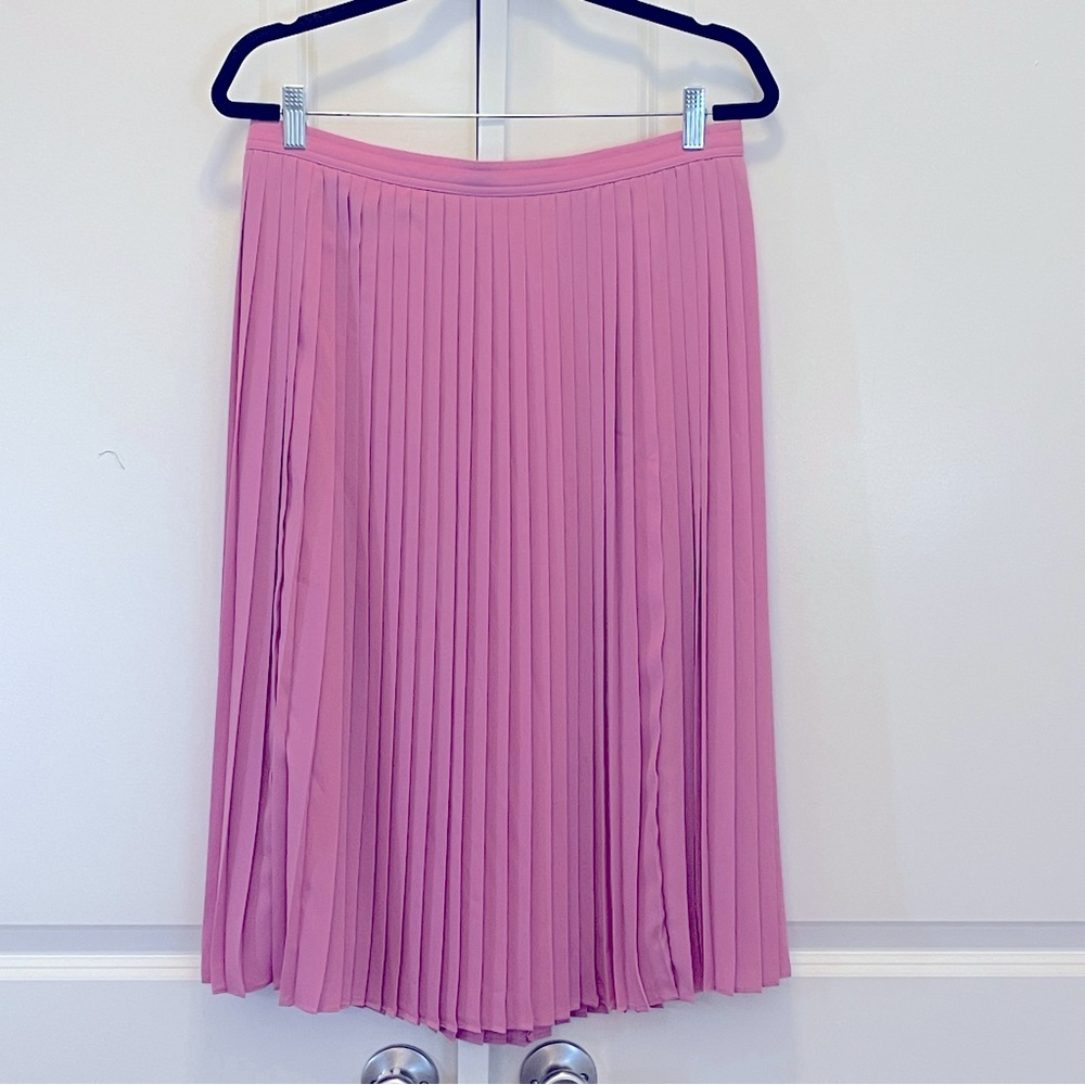 J. Crew Pleated Midi Skirt in Pink
